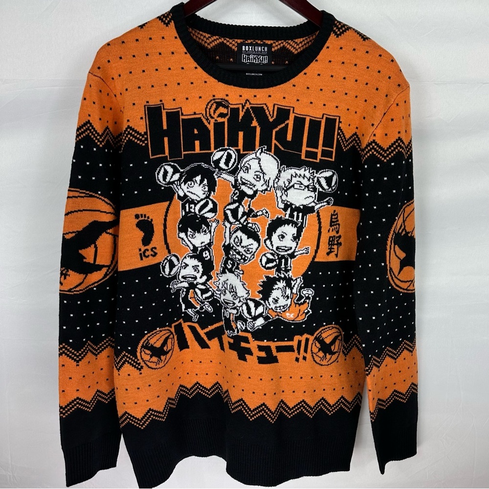 Haikyu Christmas Sweater Men’s Large Karasuno Crows Chibi Team Holiday Exclusive